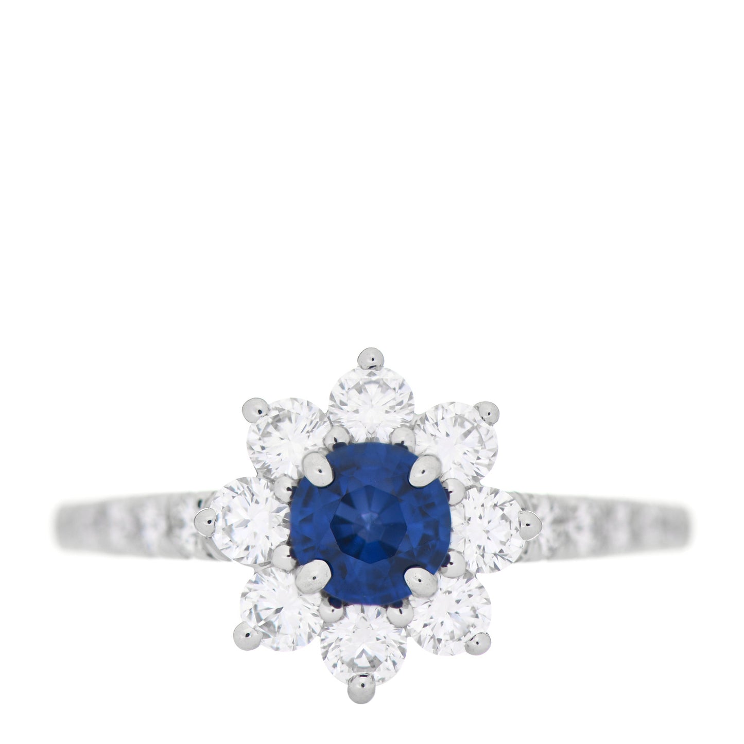 Platinum Diamond Blue Sapphire Petite Sunflower Ring 47 4.25