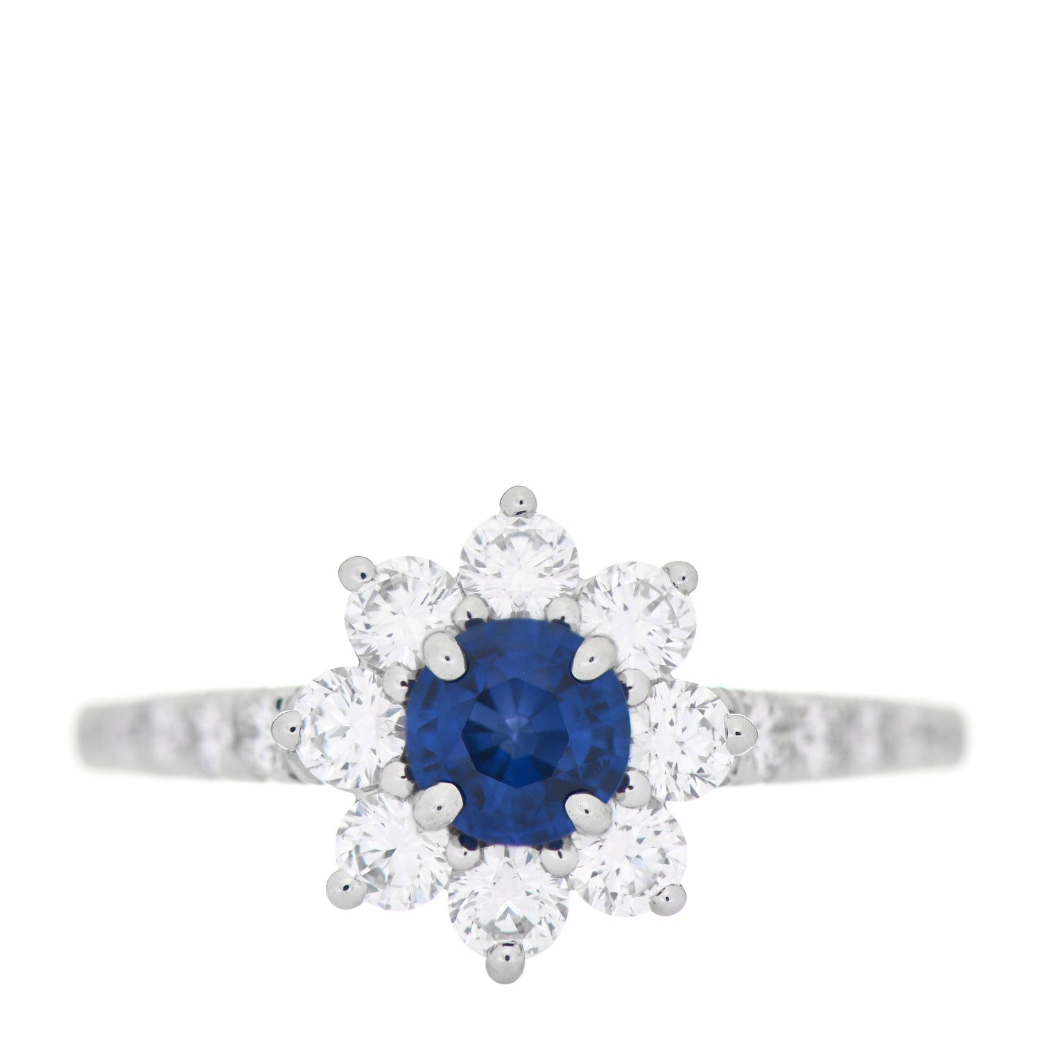 Harry Winston Platinum Diamond Blue Sapphire Petite Sunflower Ring 47 4.25 1 of 5