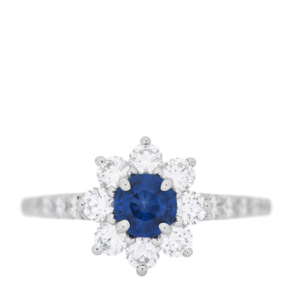 Harry Winston Platinum Diamond Blue Sapphire Petite Sunflower Ring 47 4.25 1 of 5