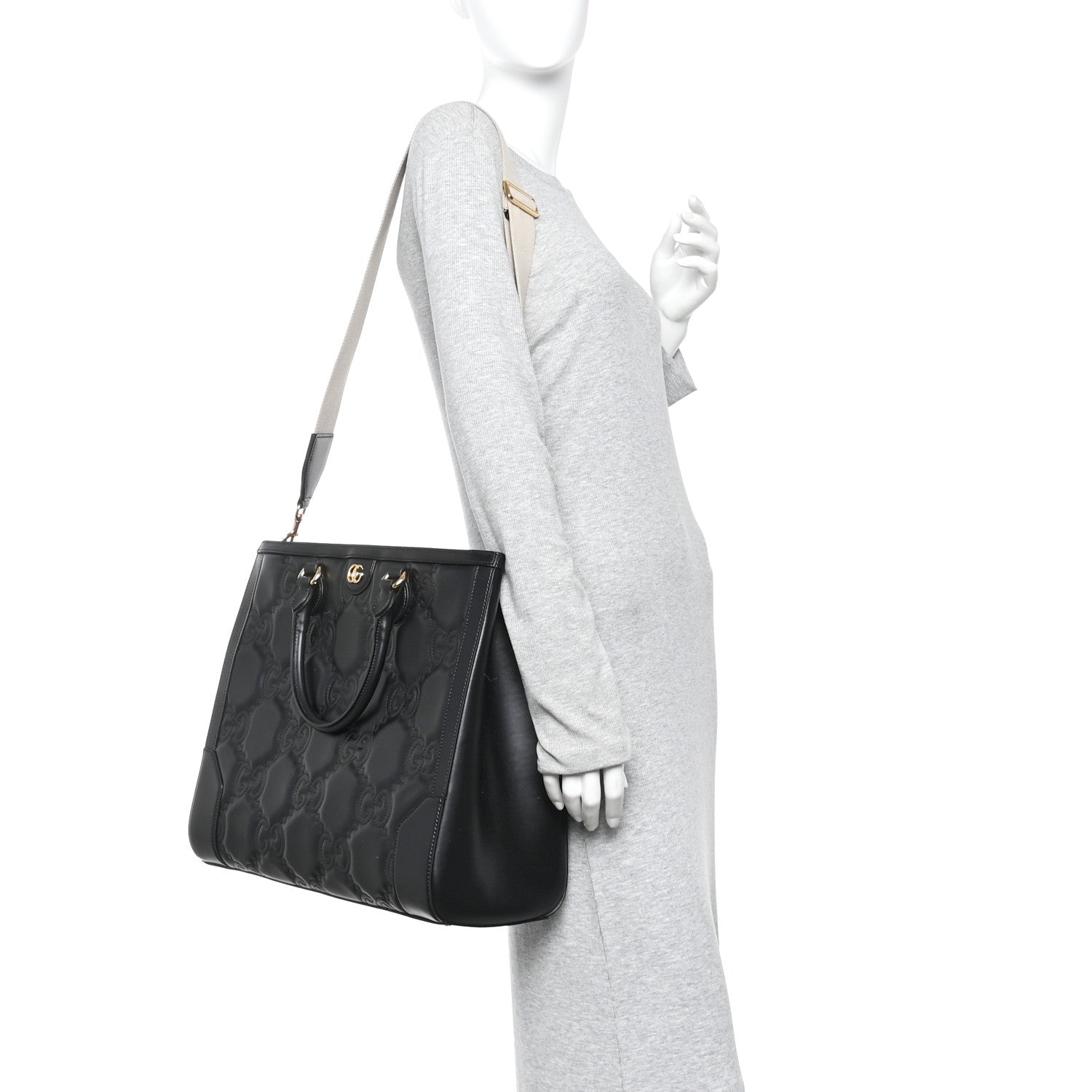 Gucci Calfskin GG Matelasse Tote Bag Black 2 of 16