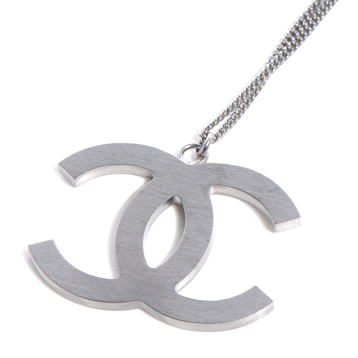 Chanel Crystal Large CC Necklace Silver Black 3 of 4