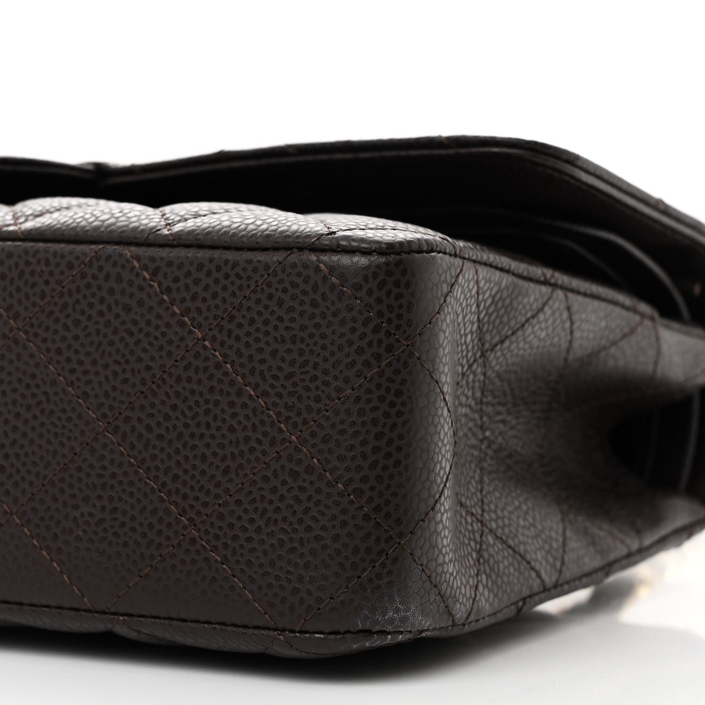 Caviar Quilted Medium Double Flap Brown
