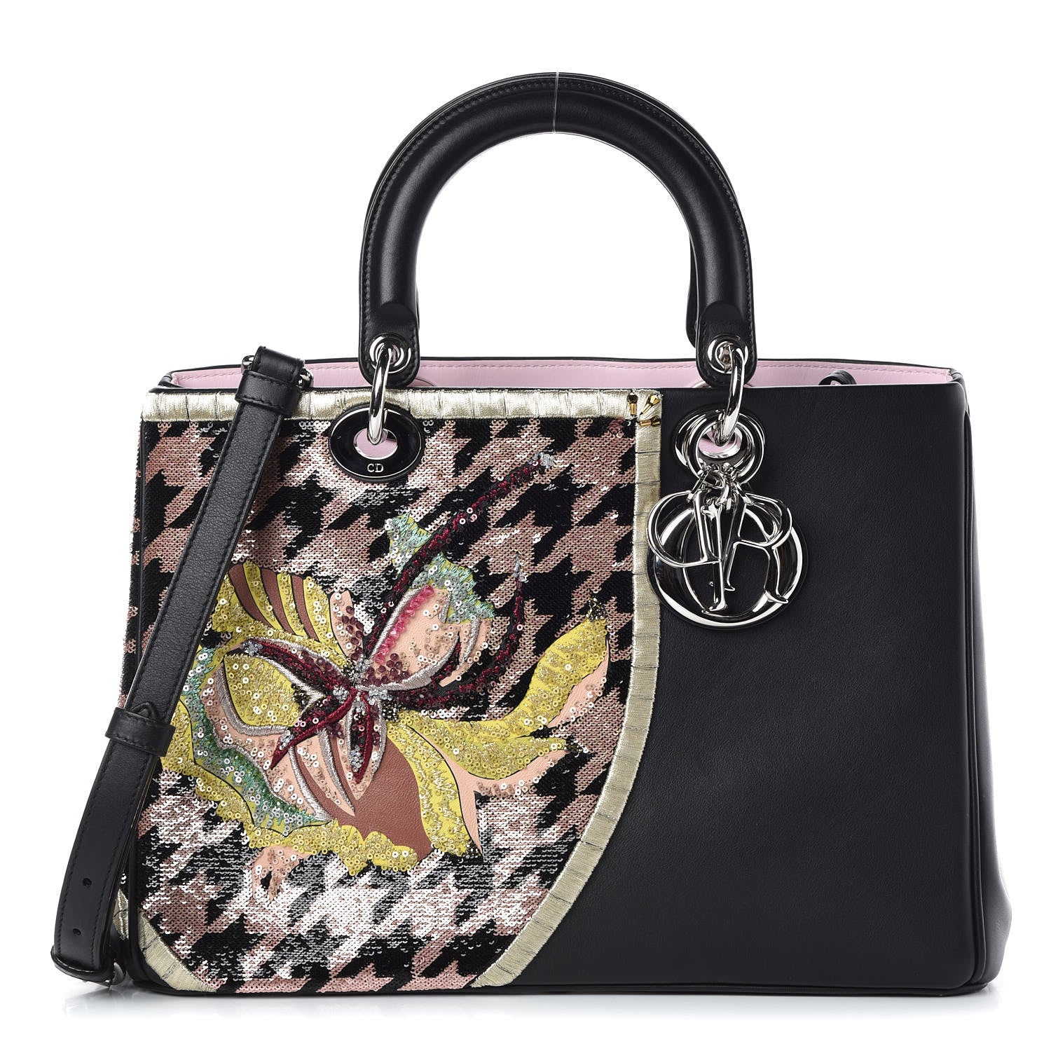 Christian Dior Sequin Embroidered Smooth Calfskin Medium Diorissimo Black 4 of 14