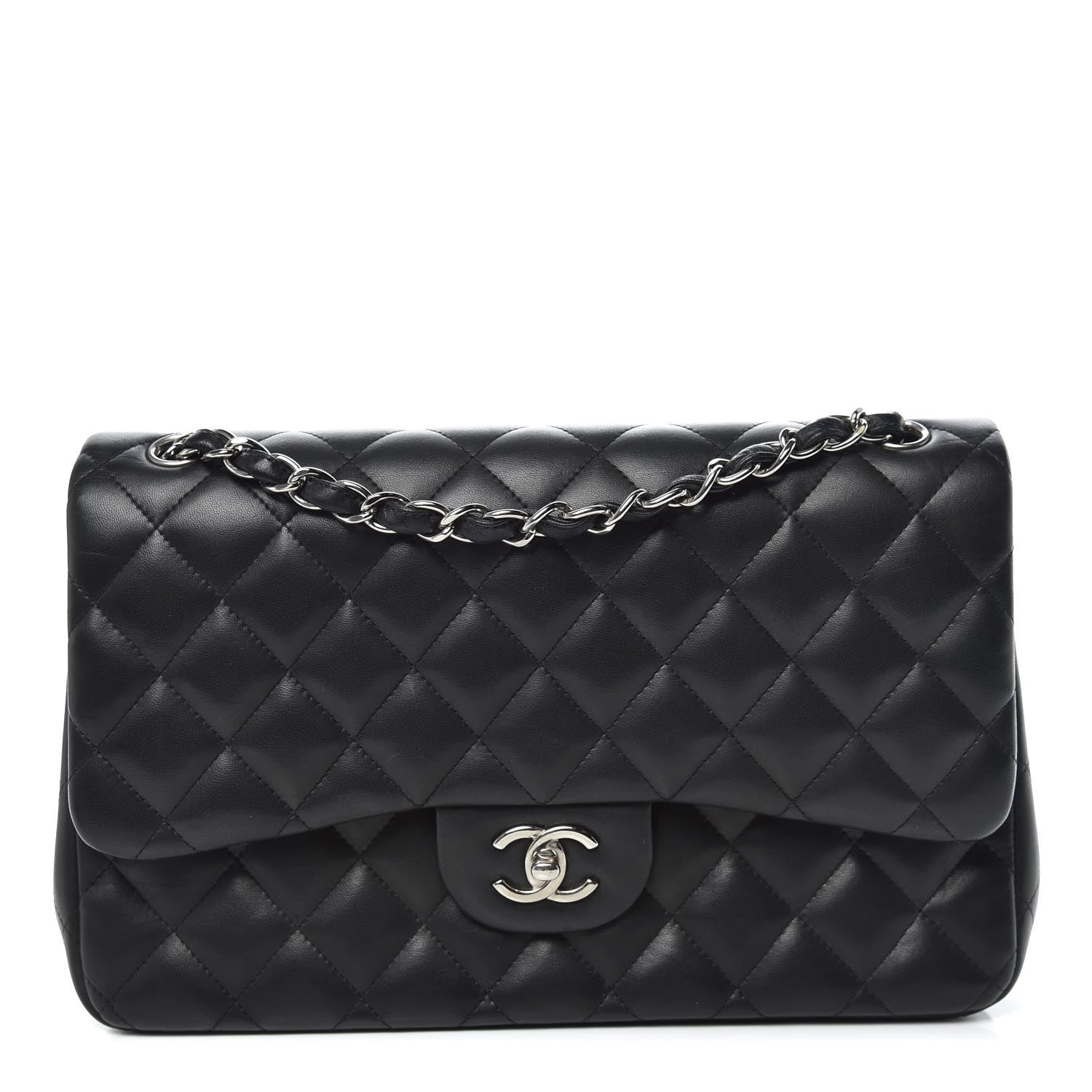 Chanel Lambskin Quilted Jumbo Double Flap Black 1 of 11