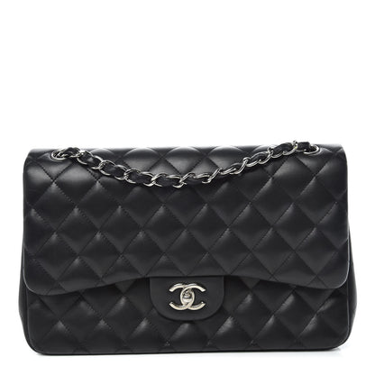 Chanel Lambskin Quilted Jumbo Double Flap Black 1 of 11