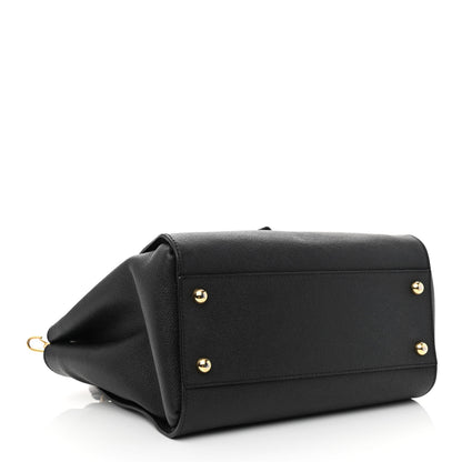 Burberry Soft Grain Calfskin Medium Buckle Tote Black 4 of 12