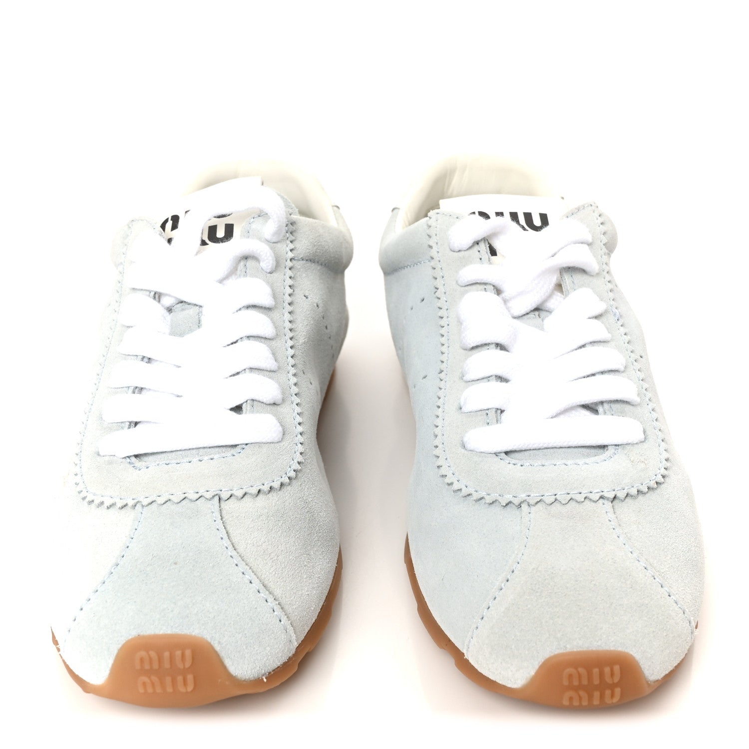 Miu Miu Scamosciato Womens Plume Sneakers 38.5 Light Blue 3 of 9