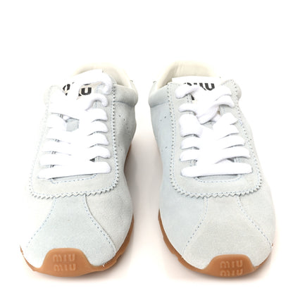 Miu Miu Scamosciato Womens Plume Sneakers 38.5 Light Blue 3 of 9