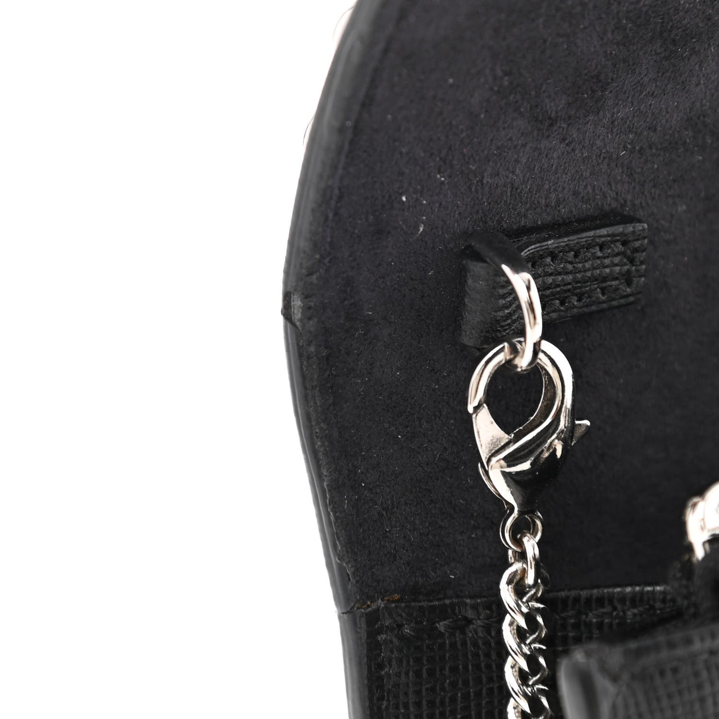 Vitello Elite Mink Fur Studded Karlito Tube Wallet on Chain Black