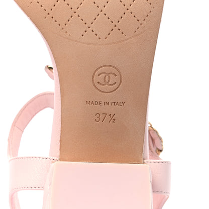 Chanel Lambskin Chain CC Logo Thong Sandals 37.5 Light Pink 6 of 10