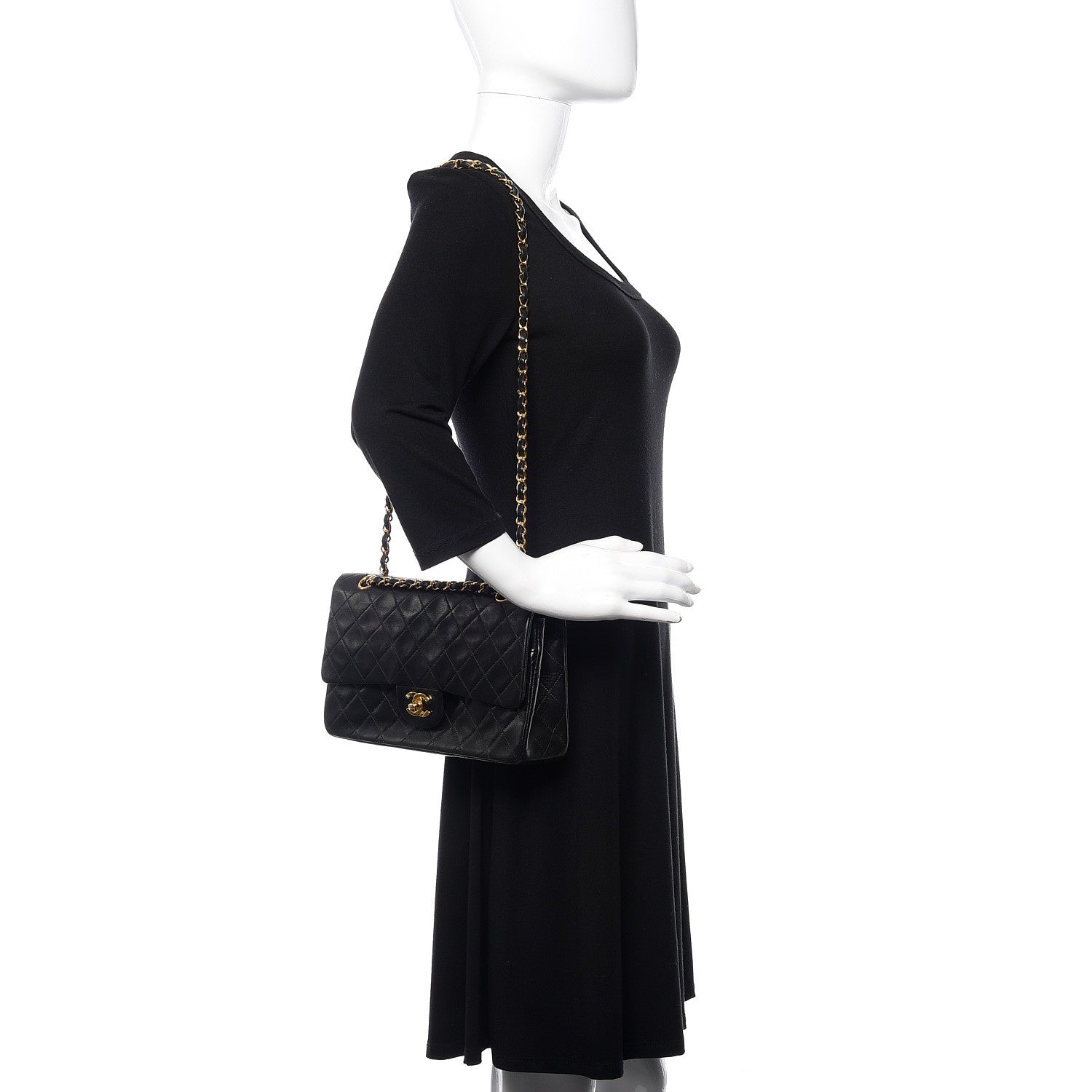 Chanel Lambskin Quilted Medium Double Flap Black 3 of 14