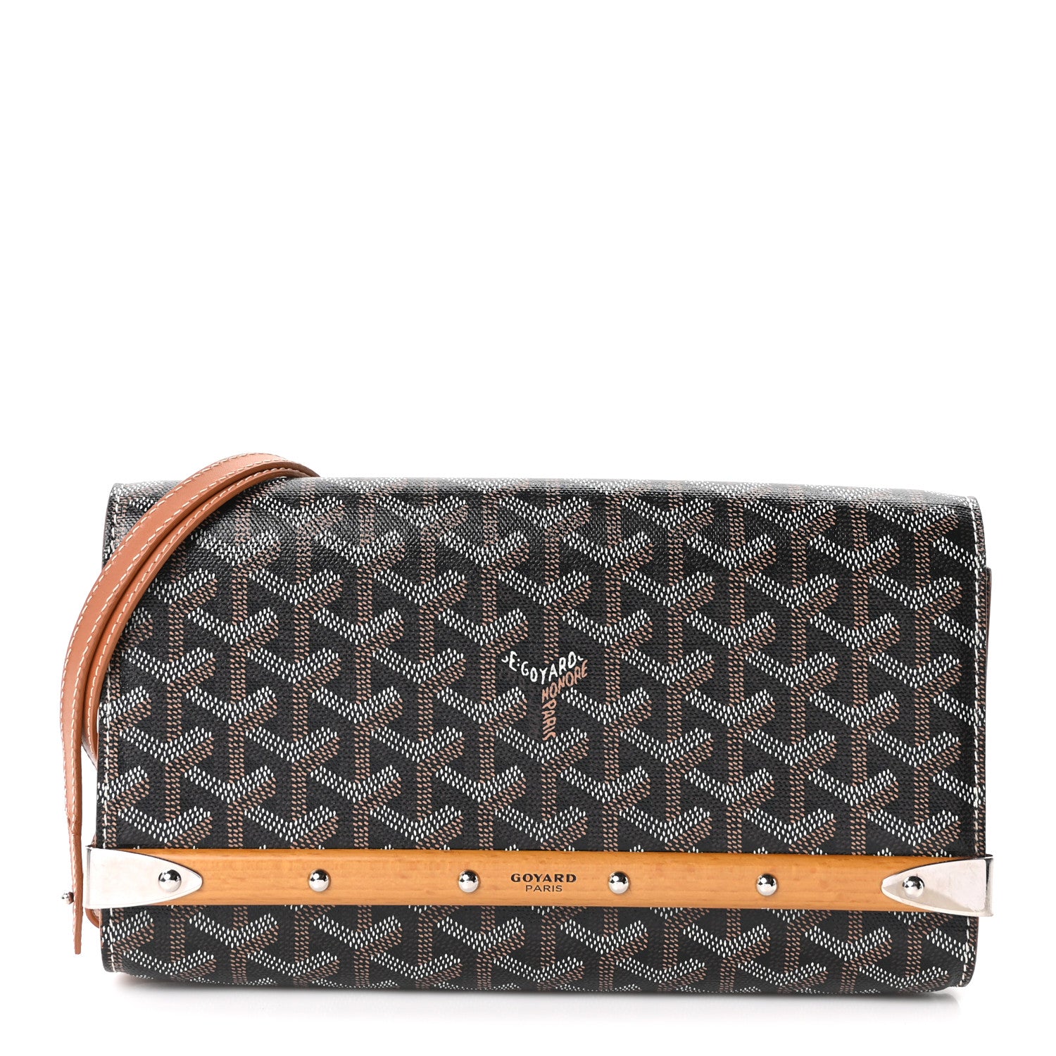 Goyard Goyardine Monte Carlo Bois Clutch With Strap Black Gold 1 of 9