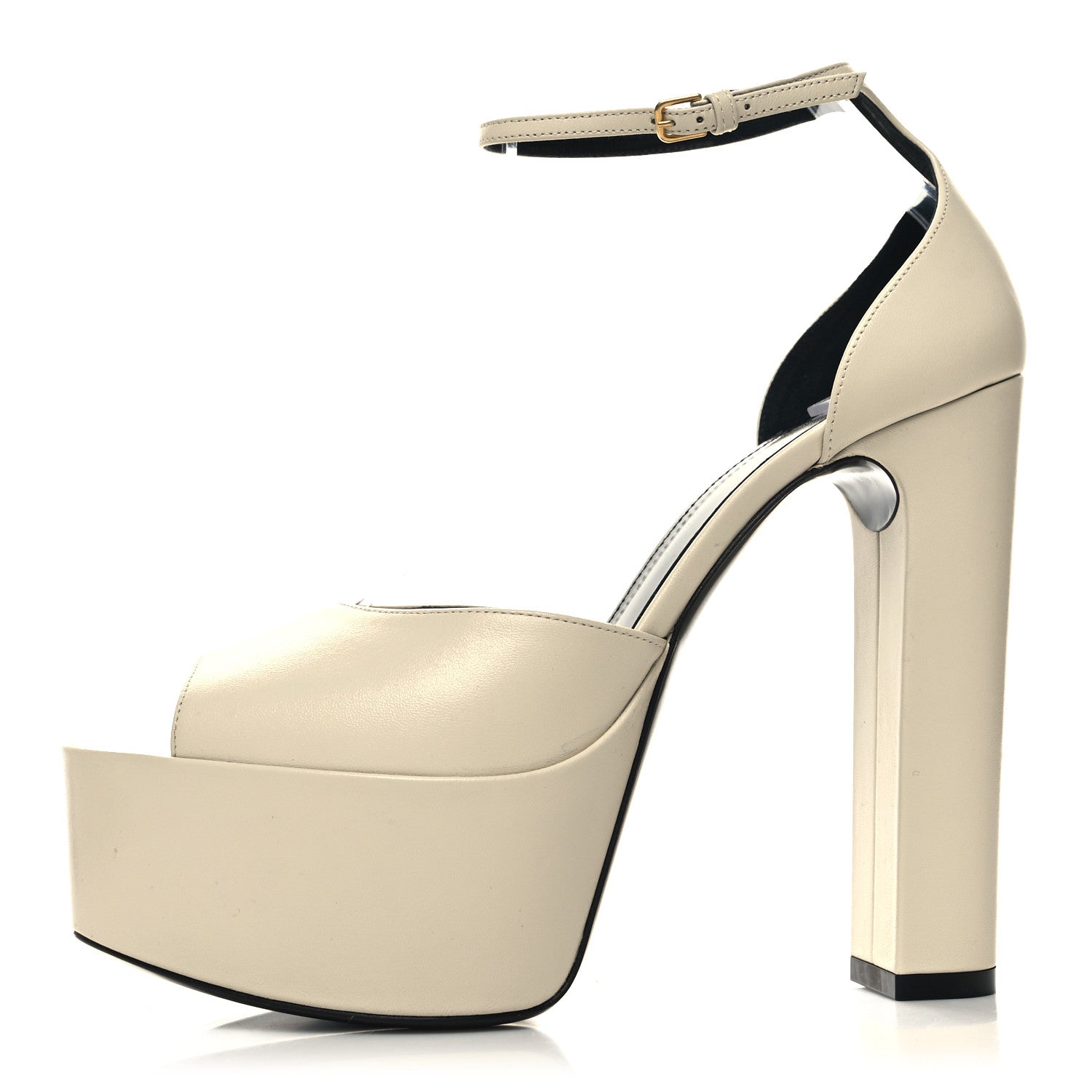 Saint Laurent Goatskin Jodie Platform Sandals 39 Ecru 1 of 9