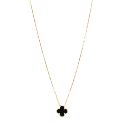 Van Cleef & Arpels 18K Yellow Gold Black Onyx Vintage Alhambra Pendant Necklace 1 of 6