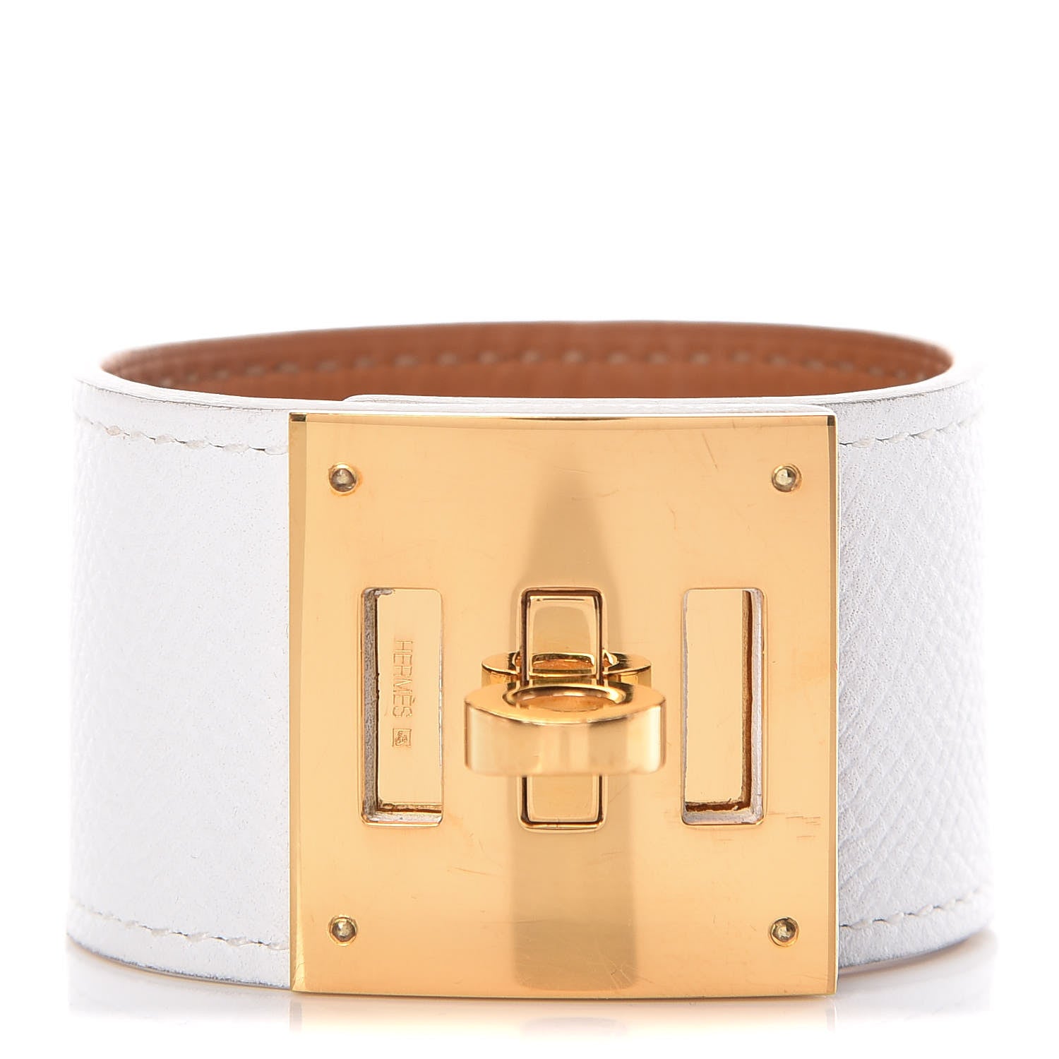 Hermes Epsom Kelly Dog Bracelet White 1 of 6