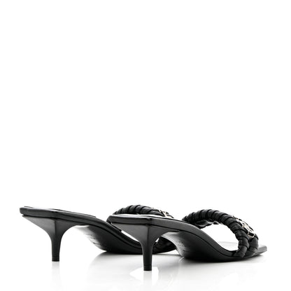 Givenchy Woven Lambskin G Chain 50mm Kitten Heel Sandals 38.5 Black 4 of 11