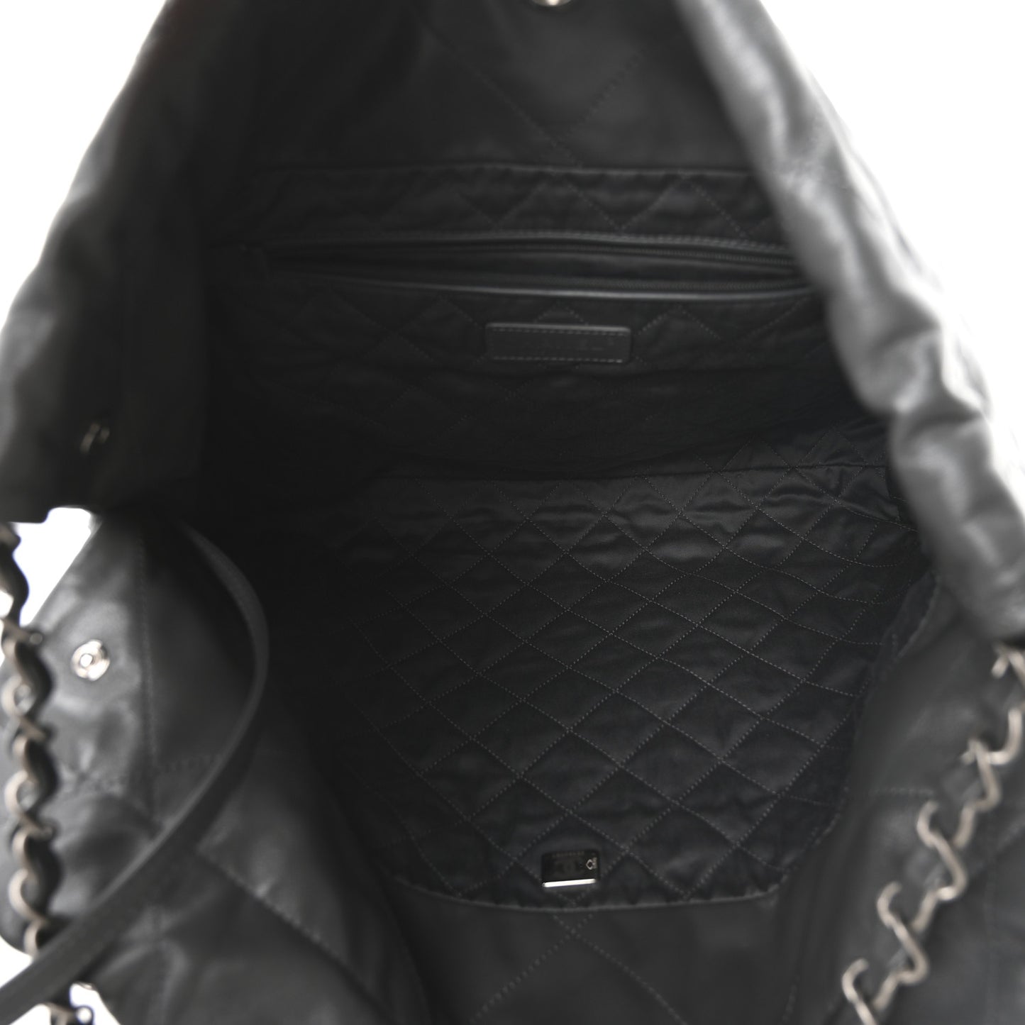 Shiny Calfskin Quilted Chanel 22 Dark Grey