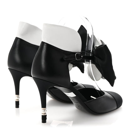 Chanel Lambskin Grosgrain Cap Toe Camellia Mary Jane Platform Pumps 36.5 Black 5 of 10