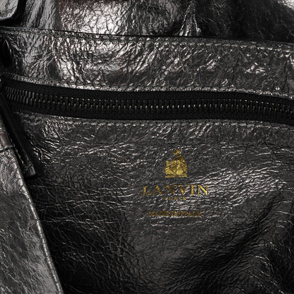 Lanvin Metallic Crinkled Lambskin Paper Bag Tote Grey 6 of 6