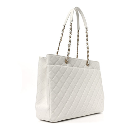 Chanel Caviar Quilted Large Classic Shopping Tote White 3 of 10