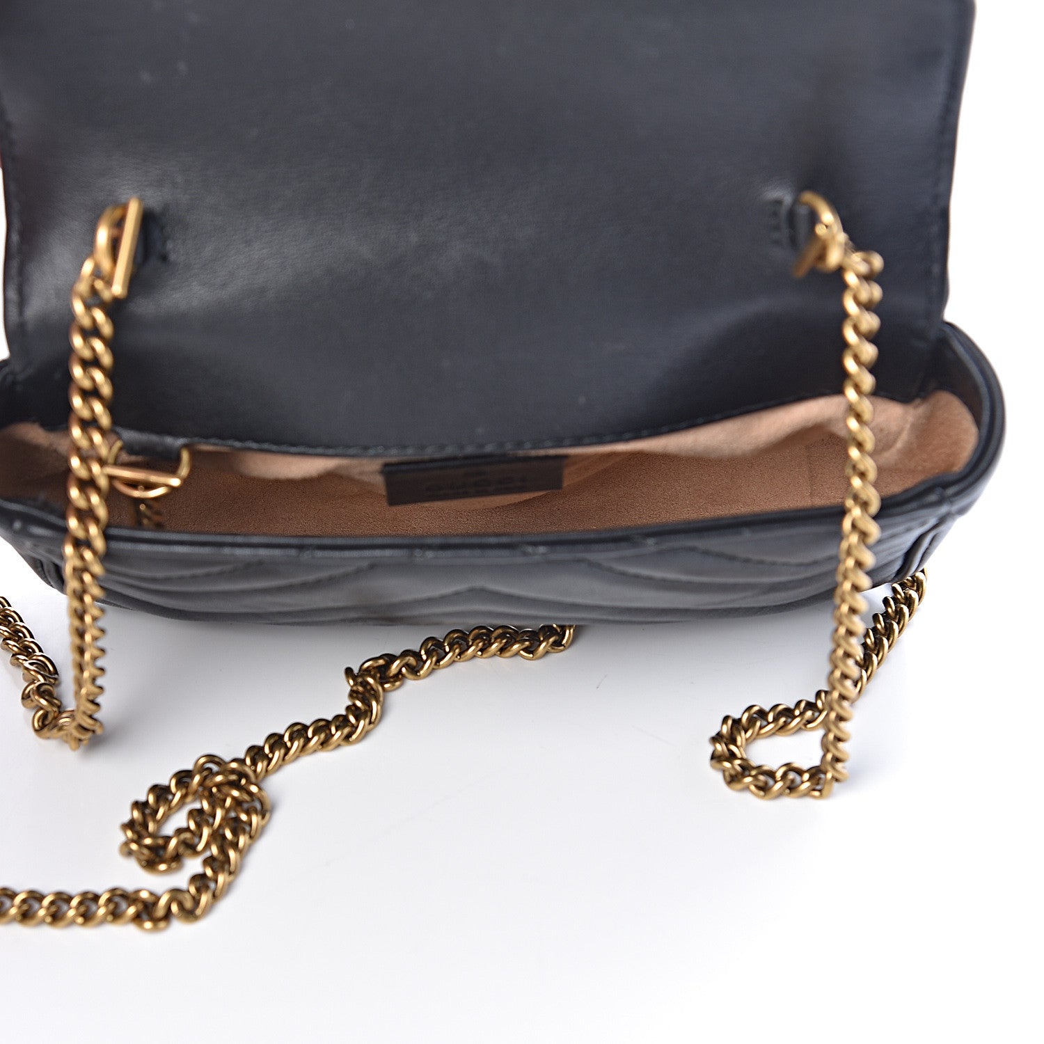 Gucci Calfskin Matelasse Super Mini GG Marmont Shoulder Bag Black 5 of 12