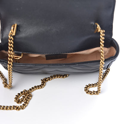 Gucci Calfskin Matelasse Super Mini GG Marmont Shoulder Bag Black 5 of 12