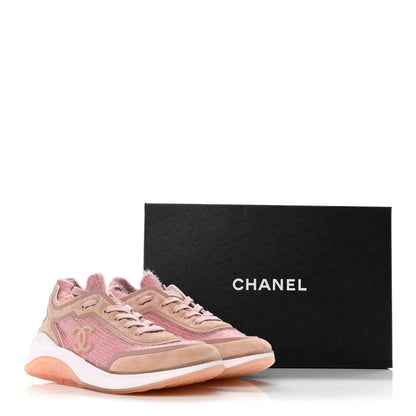 Chanel Suede Calfskin Stretch Fabric CC Sneakers 40.5 Pink 19 of 19