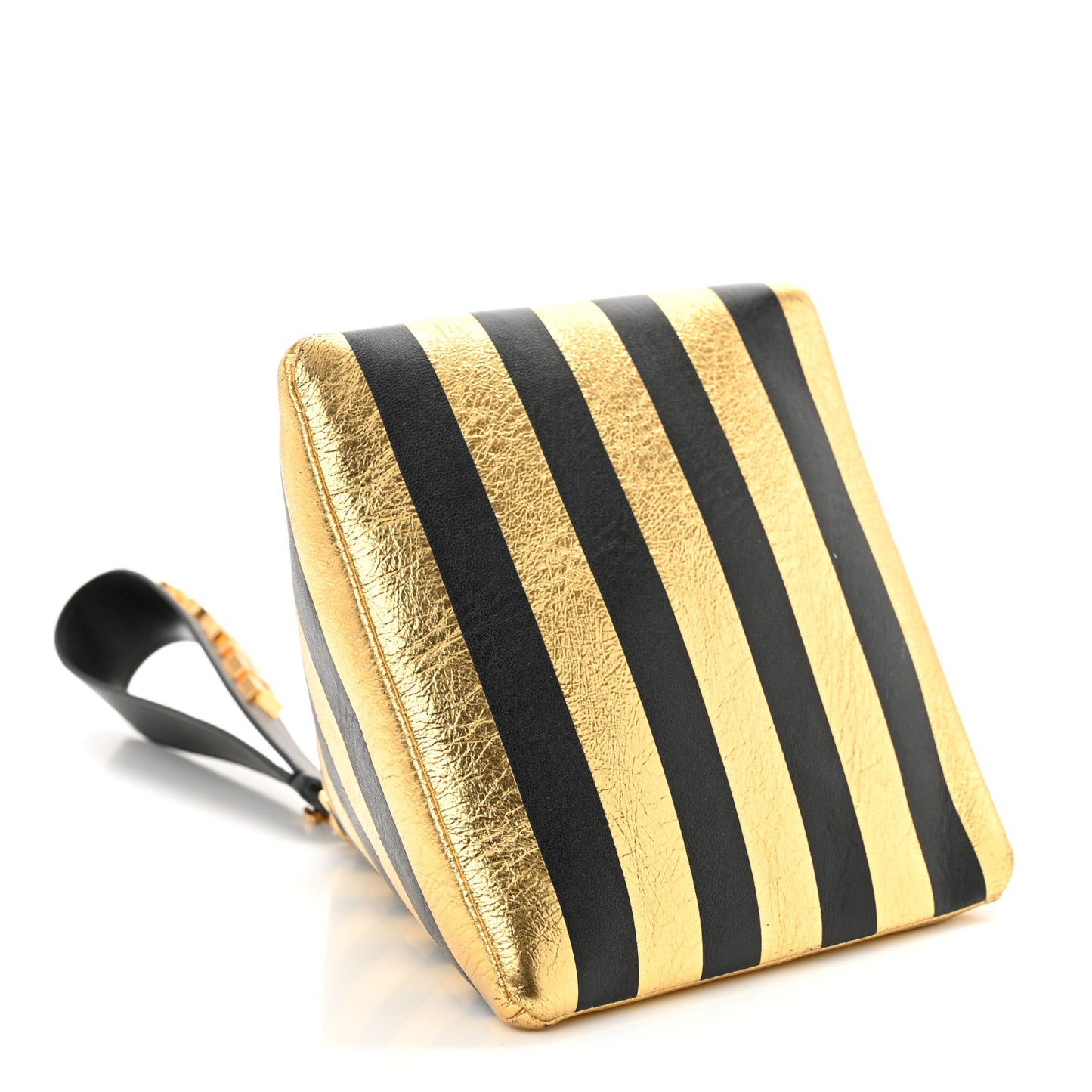 Metallic Lambskin CC Kheops Pyramid Bag Gold Black