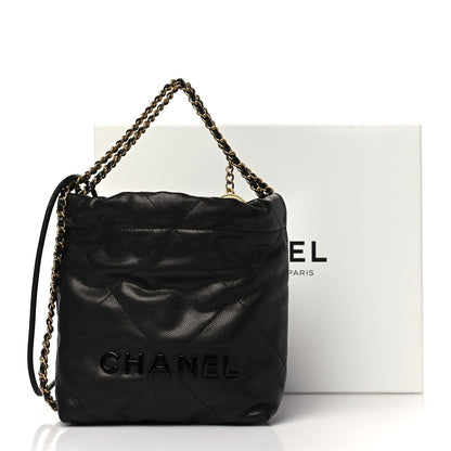Chanel Shiny Caviar Quilted Monochrome Mini Chanel 22 Black 11 of 11