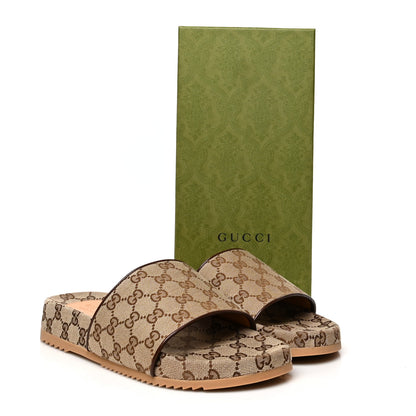 Gucci Canvas GG Monogram Mens Slide Sandals 9 Beige 9 of 9