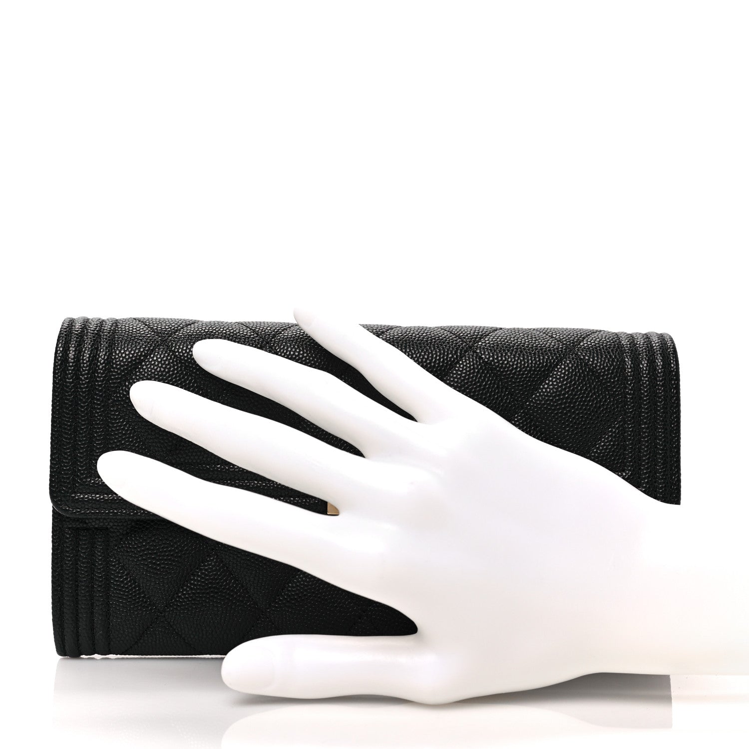 Chanel Caviar Quilted Large Boy Gusset Flap Wallet Black 2 of 7