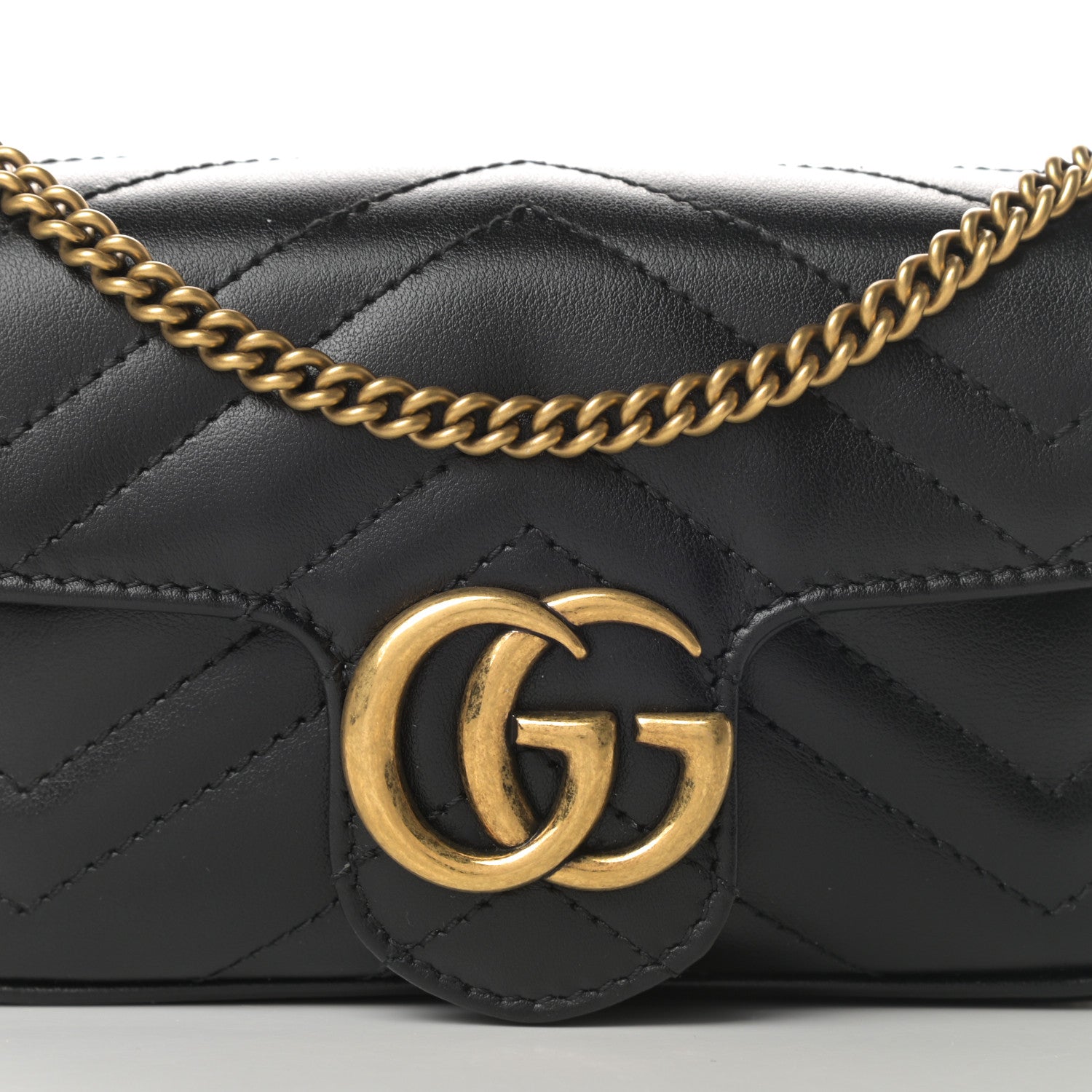 Gucci Calfskin Matelasse Super Mini GG Marmont Shoulder Bag Black 8 of 11