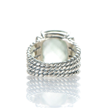 David Yurman Sterling Silver Pave Diamond Prasiolite 16mm Wheaton Ring 53 6.25 4 of 6
