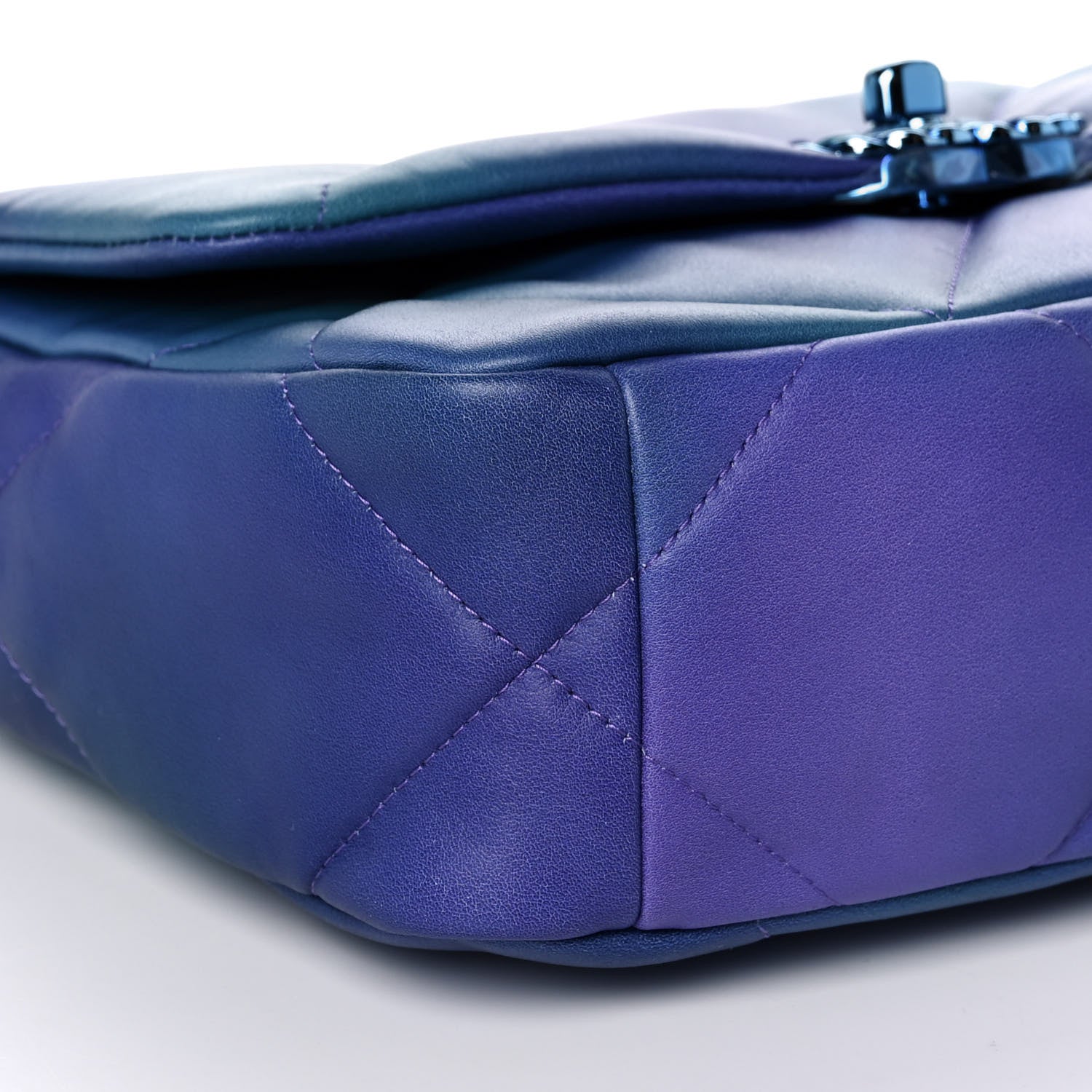 Chanel Tie Dye Calfskin Quilted Medium Chanel 19 Flap Blue Purple 8 of 11