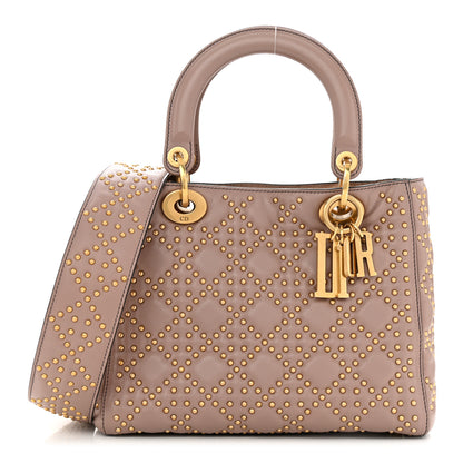 Christian Dior Calfskin Cannage Studded Medium Supple Lady Dior Light Pink 1 of 11
