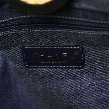 Chanel Straw Raffia Calfskin Chain Small Deauville Tote Beige Black 6 of 13