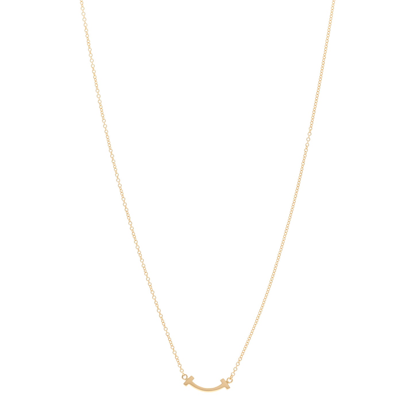 18K Yellow Gold Mini T Smile Pendant Necklace