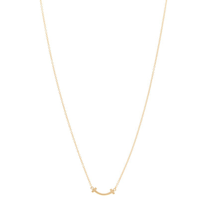 Tiffany 18K Yellow Gold Mini T Smile Pendant Necklace 1 of 5