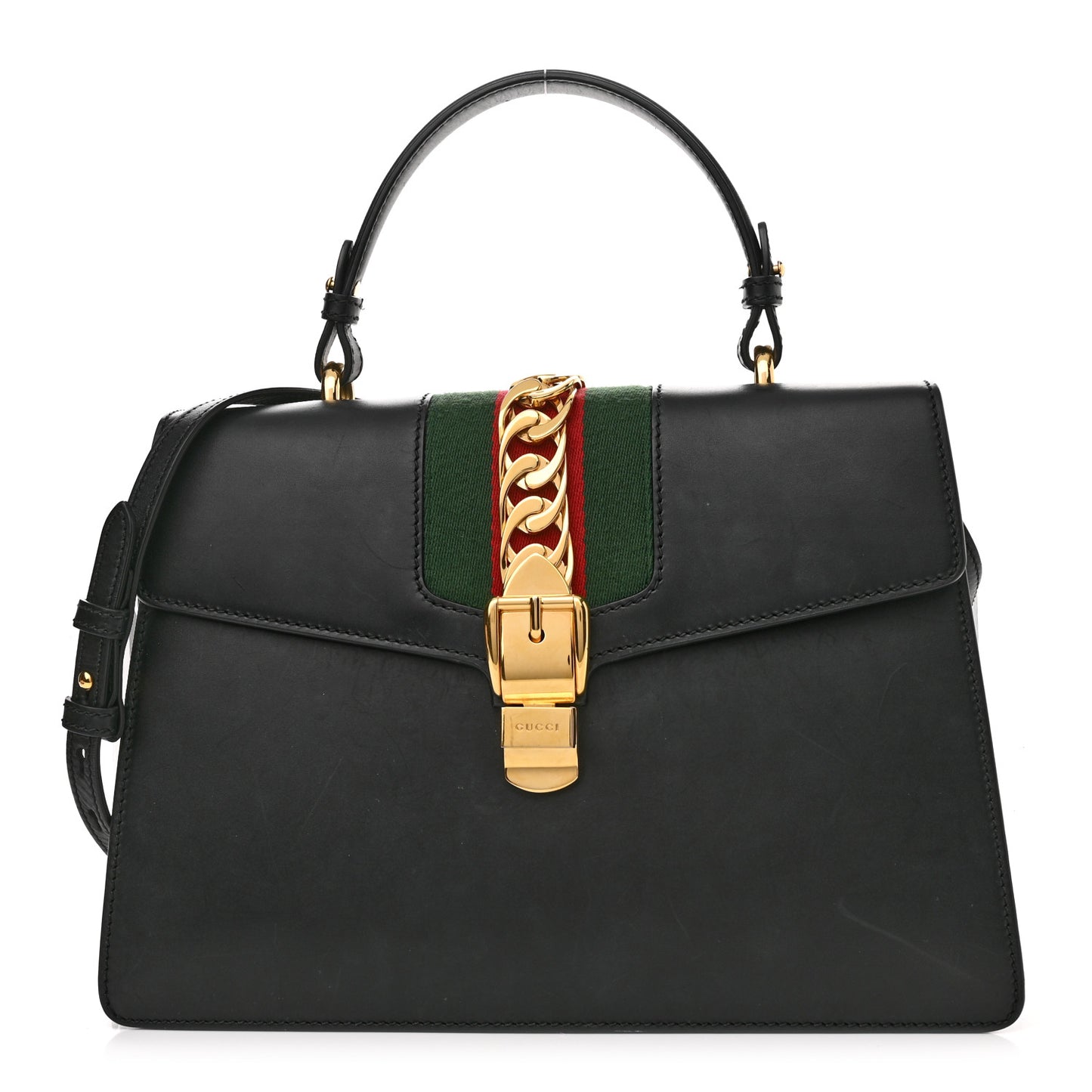 Calfskin Medium Sylvie Top Handle Bag Black
