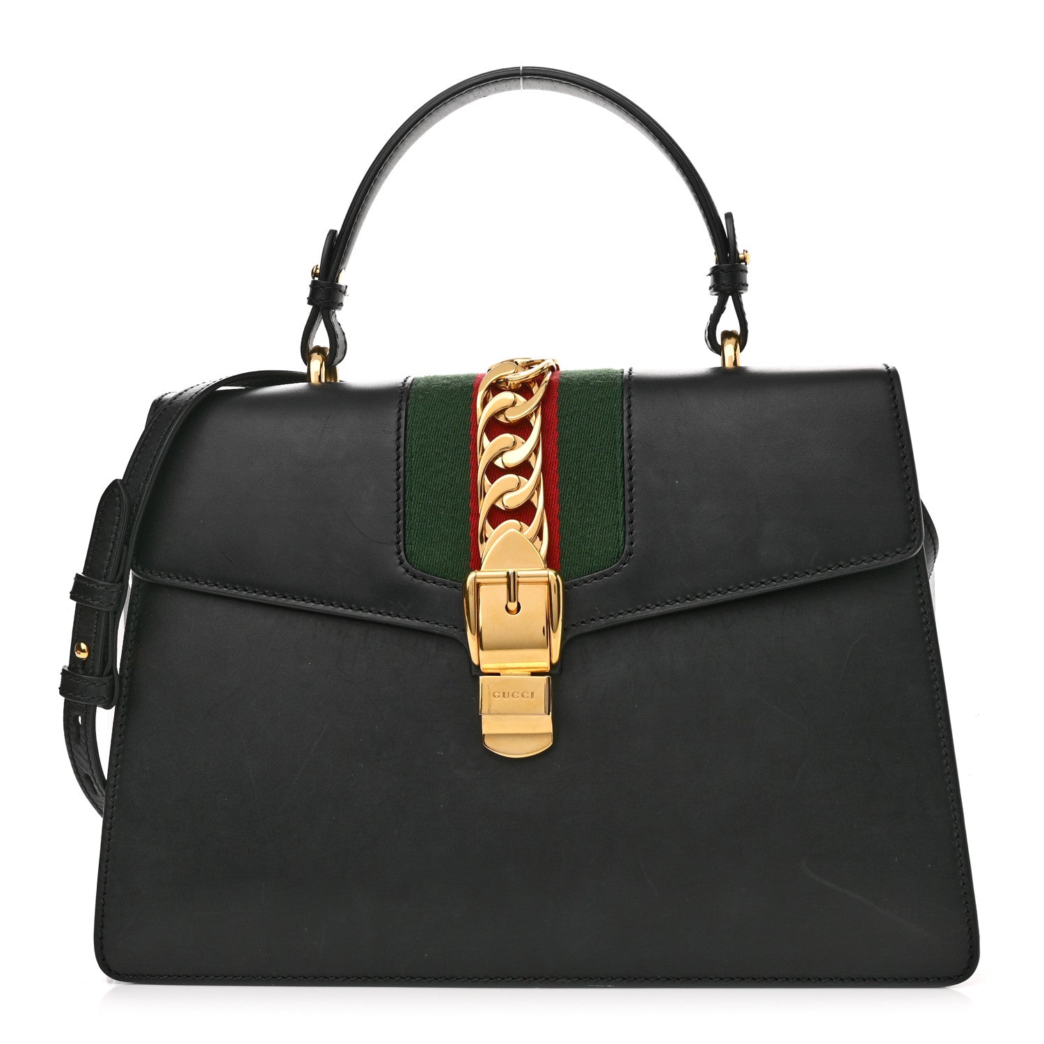Gucci Calfskin Medium Sylvie Top Handle Bag Black 1 of 18