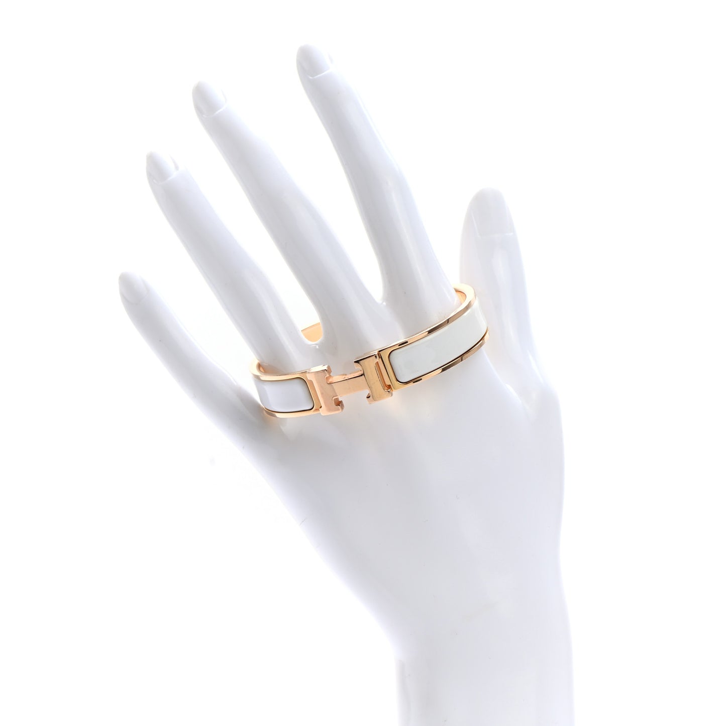 Enamel Narrow Clic Clac H Bracelet PM White
