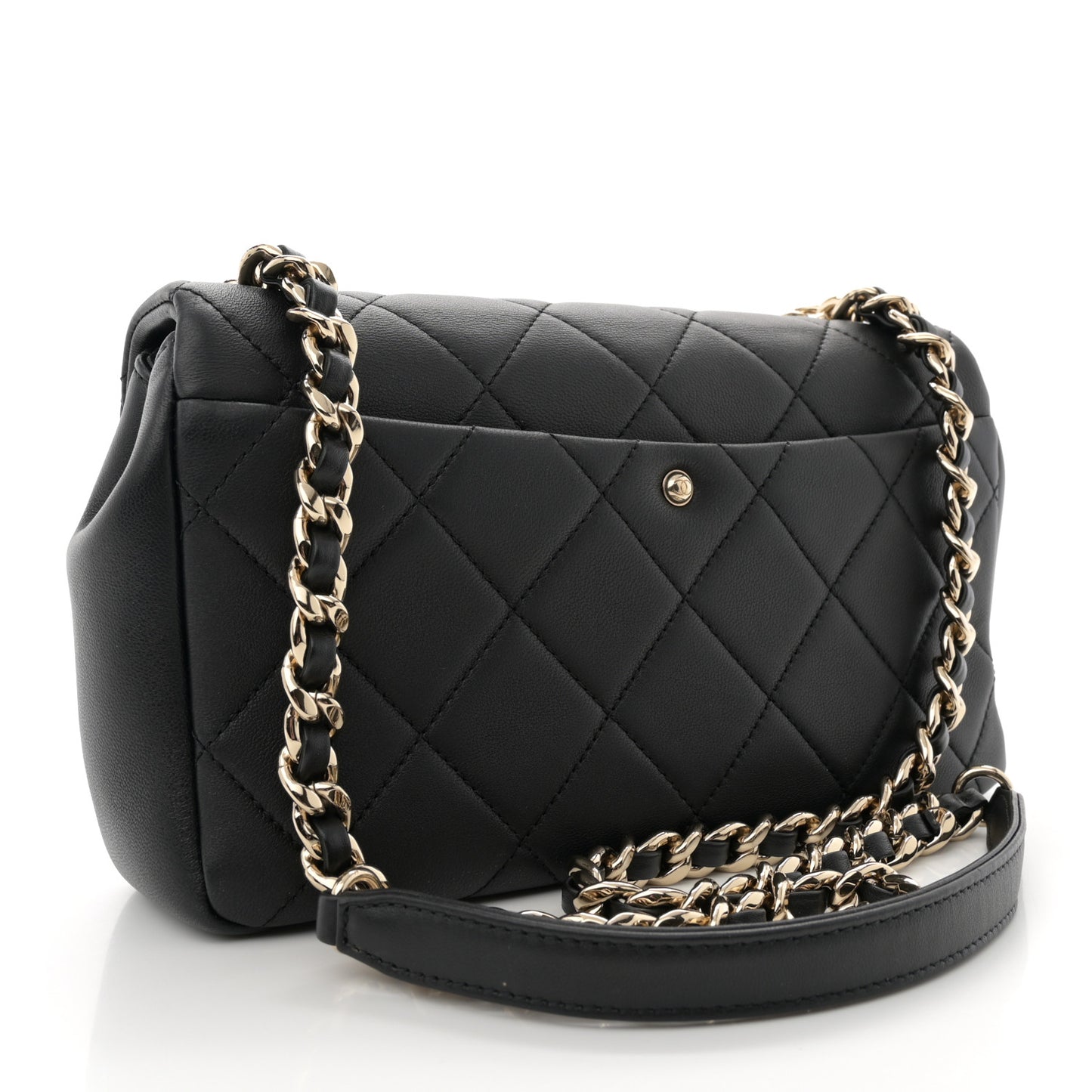Lambskin Quilted Resin Bi-Color Chain Flap Bag Black