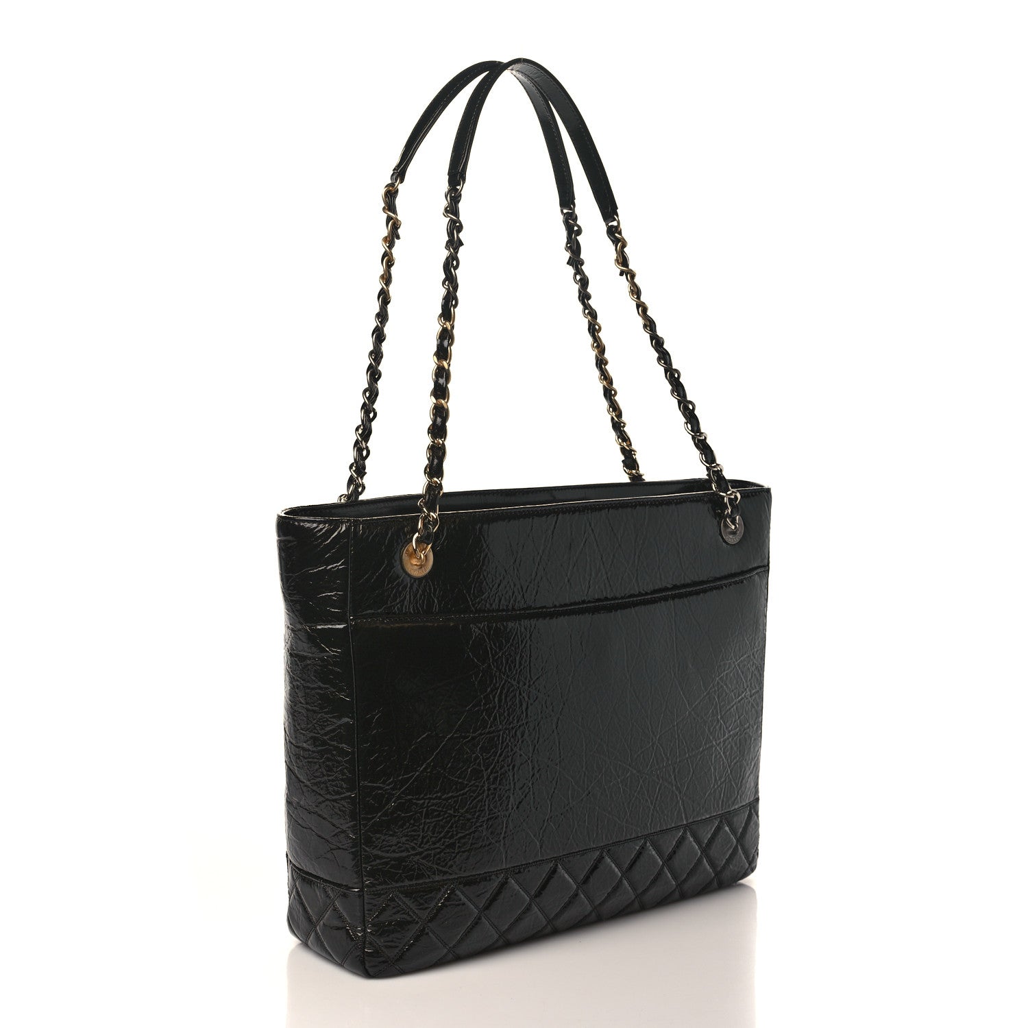 Chanel Shiny Aged Calfskin Quilted Large Shopping Bag Black 3 of 10