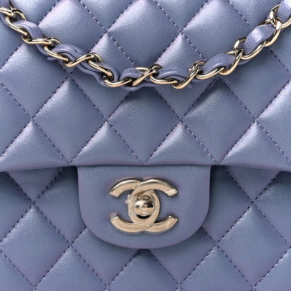 Chanel Iridescent Lambskin Quilted Medium Double Flap Light Purple 9 of 12