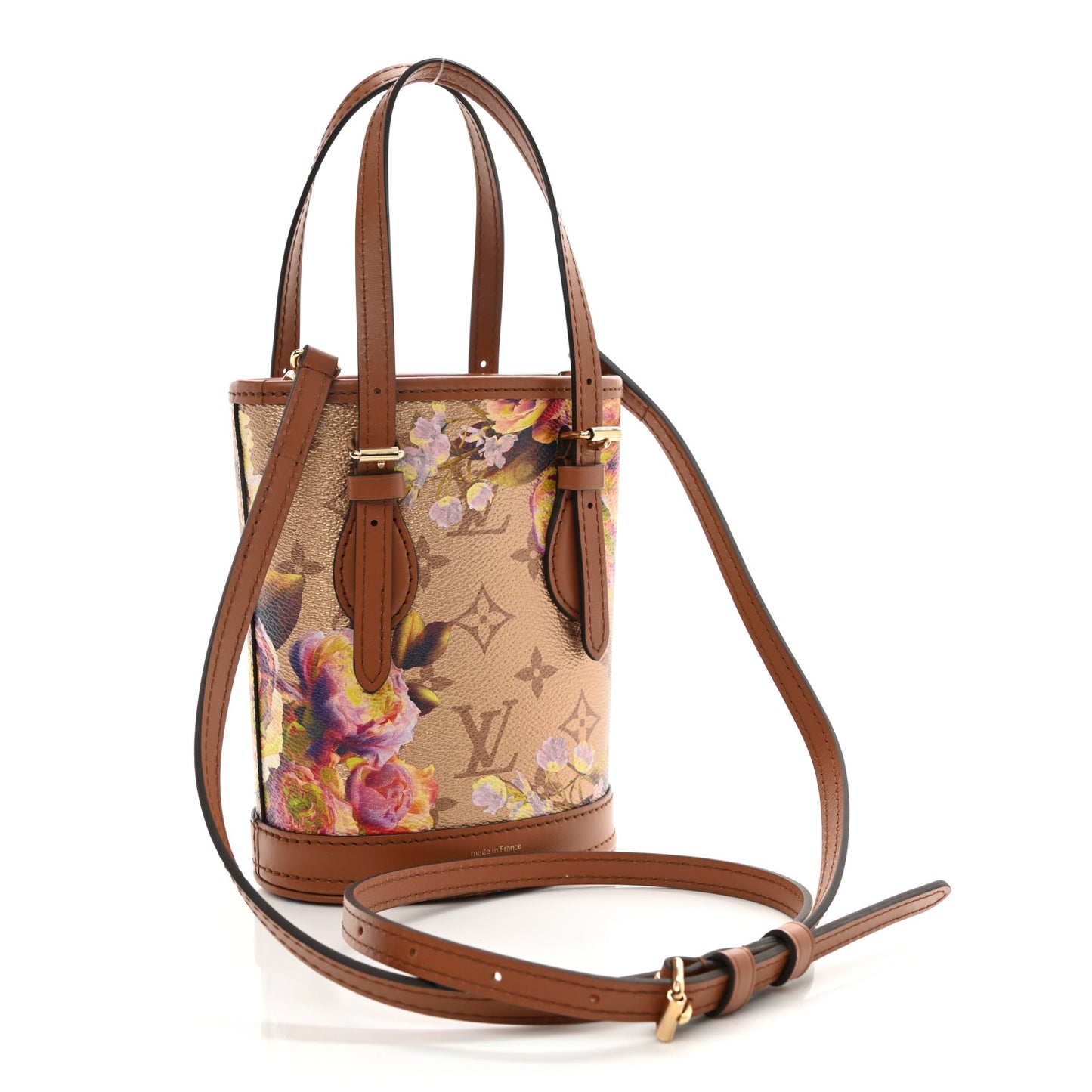 Metallic Monogram LV Garden Nano Bucket Bag Gold