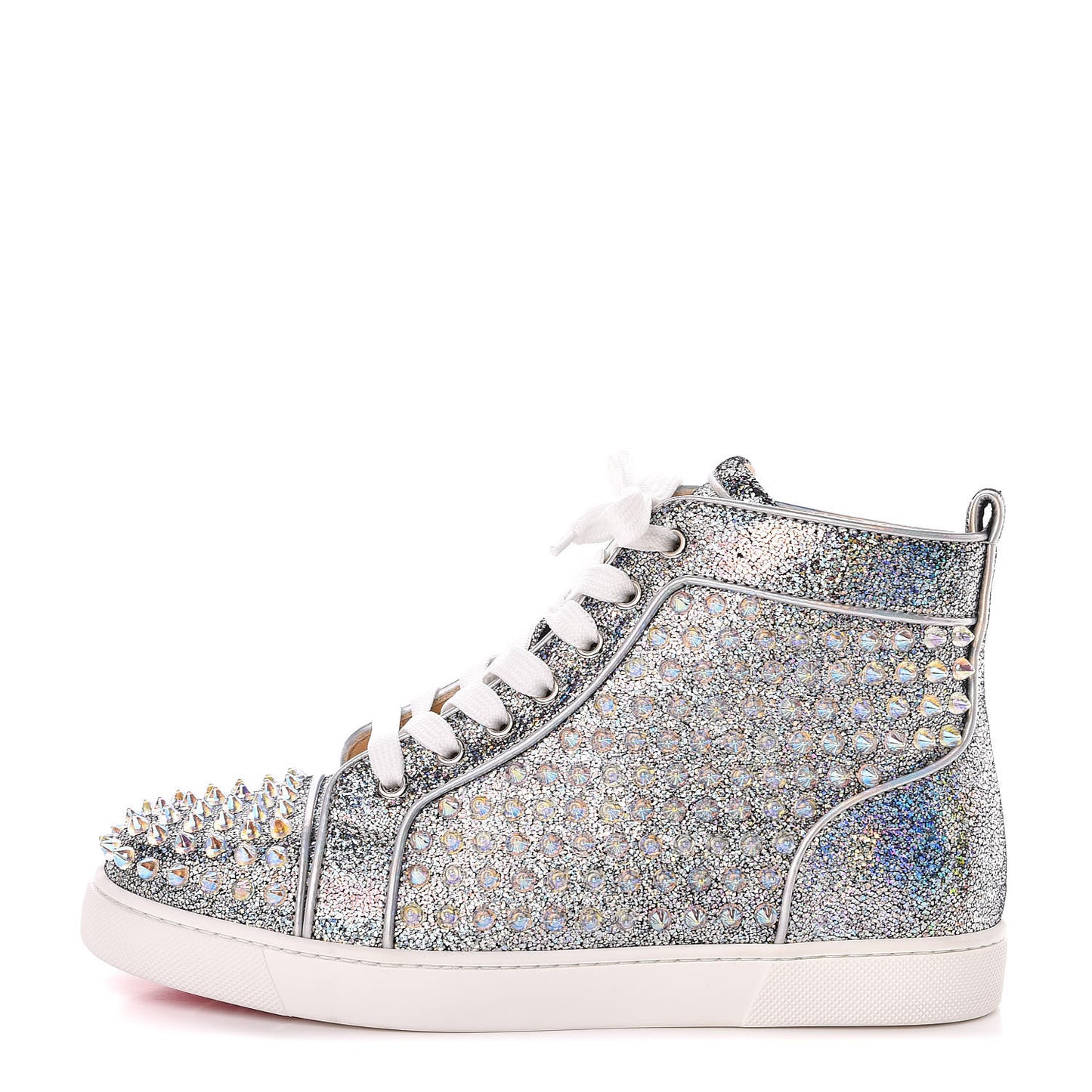 Nappa Mica Spikes Womens Louis Orlato Flat Sneakers 38 Silver