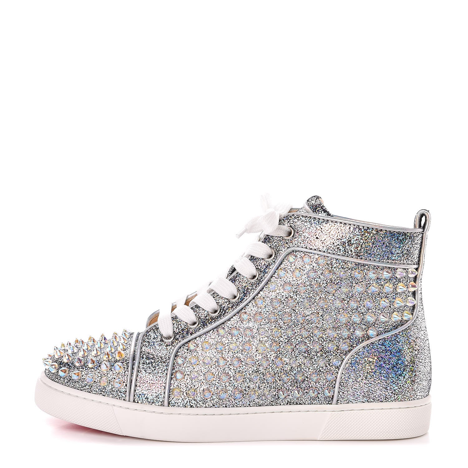 Christian Louboutin Nappa Mica Spikes Womens Louis Orlato Flat Sneakers 38 Silver 1 of 10
