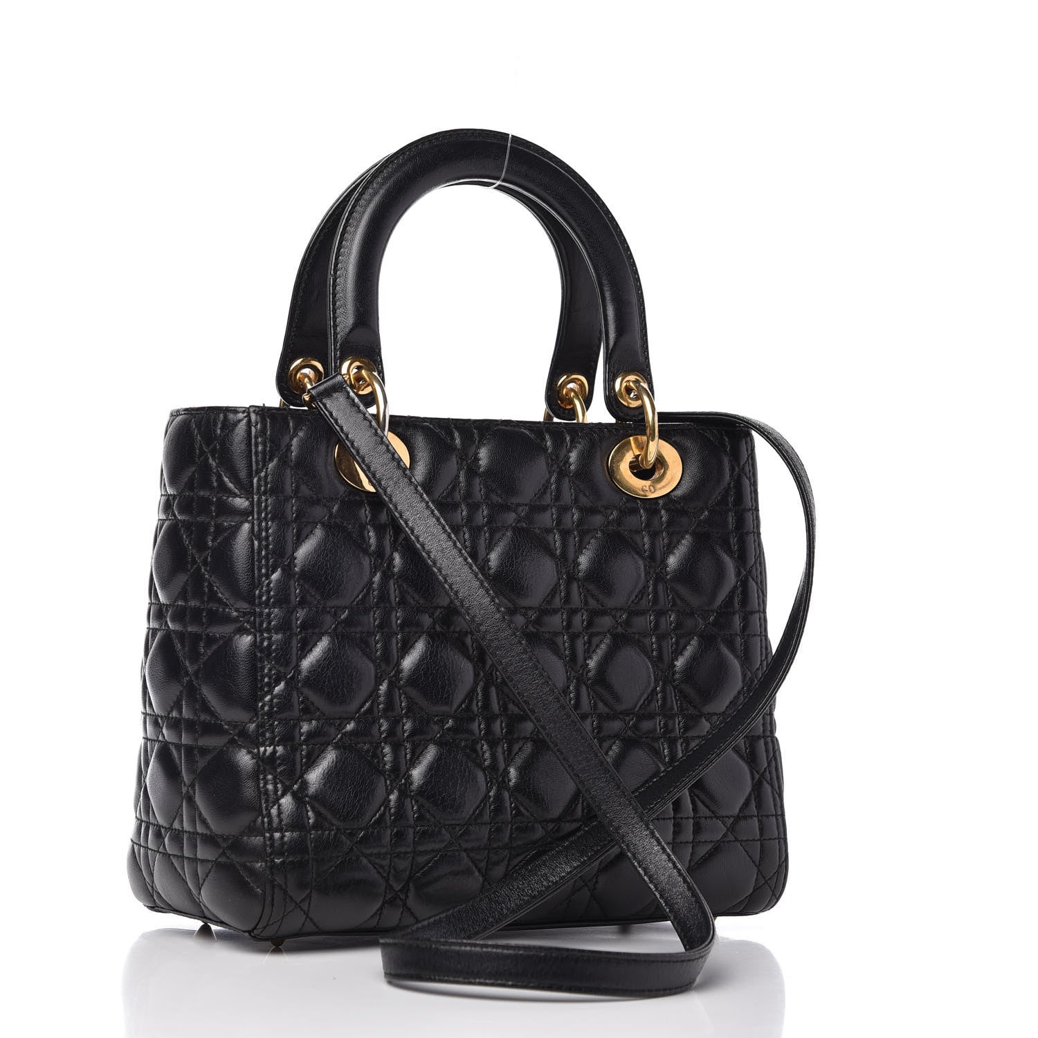 Christian Dior Lambskin Cannage Medium Lady Dior Black 3 of 10