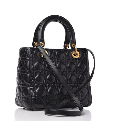 Christian Dior Lambskin Cannage Medium Lady Dior Black 3 of 10