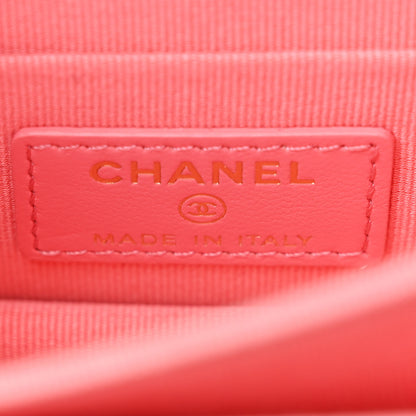 Chanel Lambskin Enamel Quilted Pending CC Clutch With Chain Pink 7 of 13